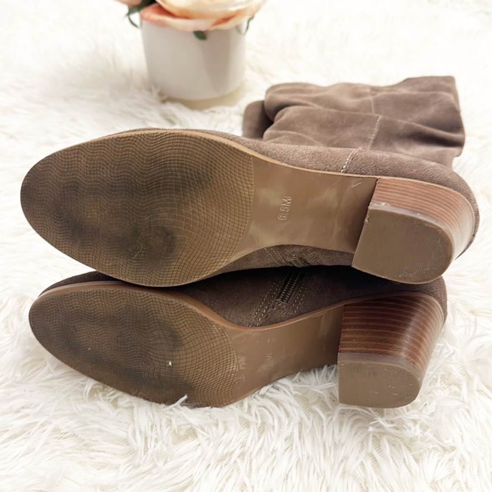 Crown Vintage Taupe Suede Slouchy Calf Heel Boots women size 6.5 - Picture 6 of 6